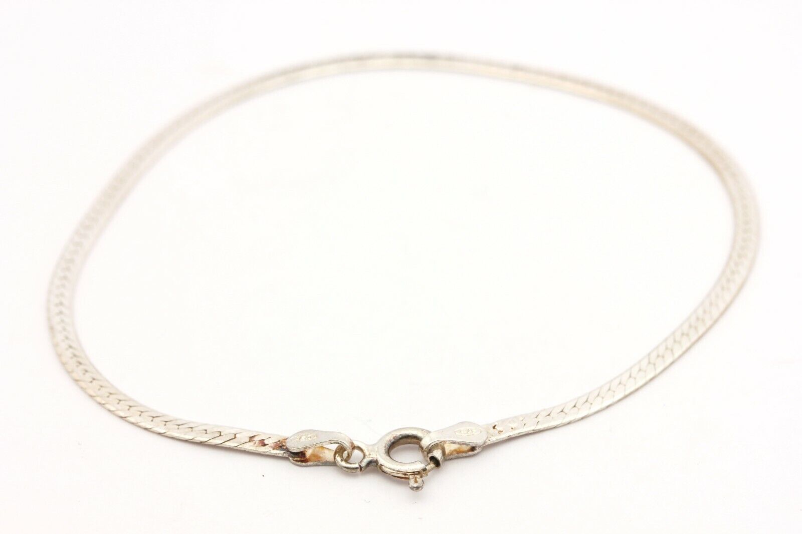 925 Italy sterling silver herringbone chain bracelet 7.75 inch 2.3mm 2.31g