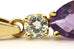 14k yellow gold pendant 0.35ct diamond 3ct purple amethyst 1 inch 2.65g vintage