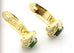 750 18k yellow gold green jadeite jade diamond earrings 0.75 inch 7.45g vintage