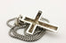 silver 0.30ctw diamond cross pendant 23 inch steel box chain lobster vintage