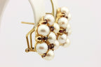 14k yellow gold garnet pearl drop dangle stud earrings 1.75 inch 12g vintage