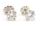 platinum 1.04ctw round brilliant diamond solitaire stud earrings 1.4g