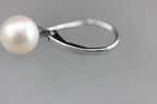 14k white gold 1 inch drop dangle 7.5mm round white cultured pearl earrings NEW