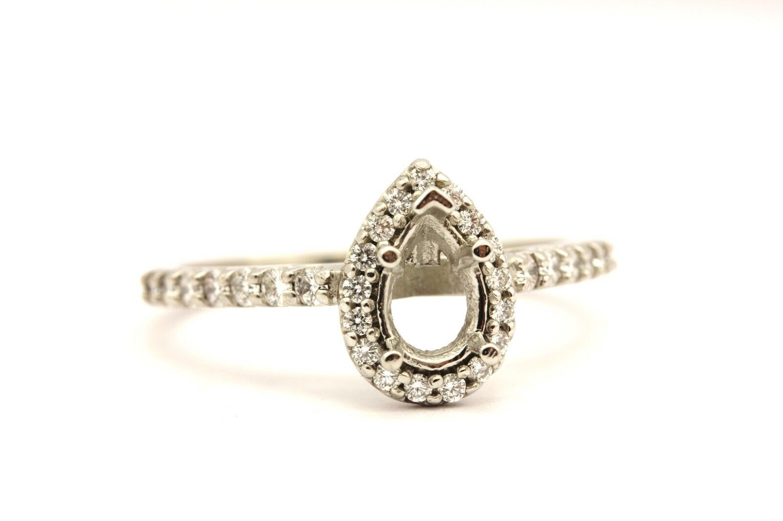 platinum 4.53g engagement ring semi mount 7x5mm pear center 0.35ctw accents halo