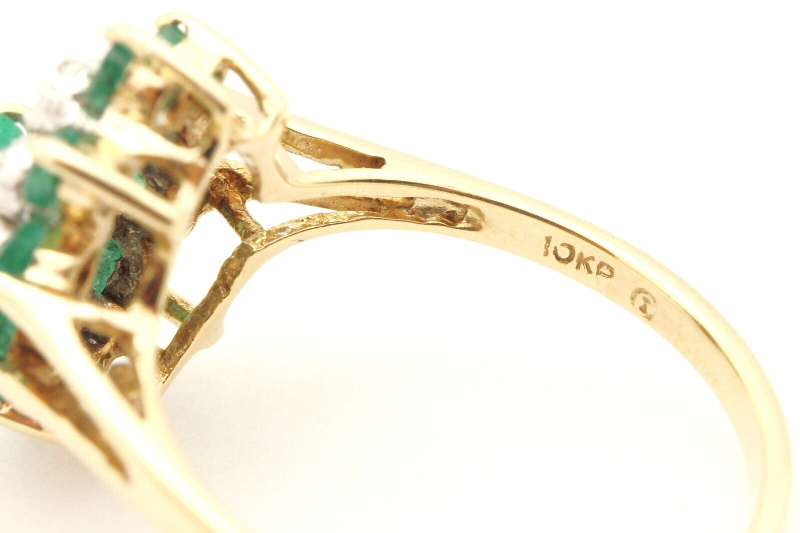 10k yellow gold halo ring green emerald 0.50ctw diamond 0.05ctw size 7 2.72g