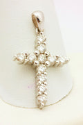 14k white gold 1ctw round natural diamond cross pendant 1 inch 3.04g new