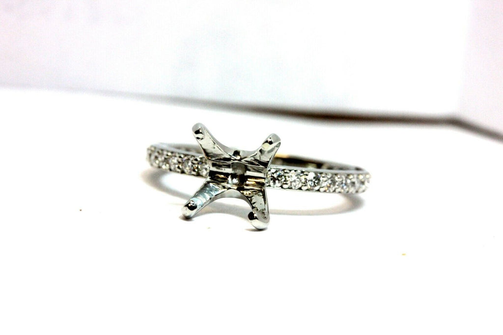 platinum engagement ring semimount 0.54ctw round diamond size 6.5 estate 4.83g