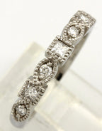 Platinum 0.25ctw princess round diamond milgrain wedding band size 5.5 ring NEW
