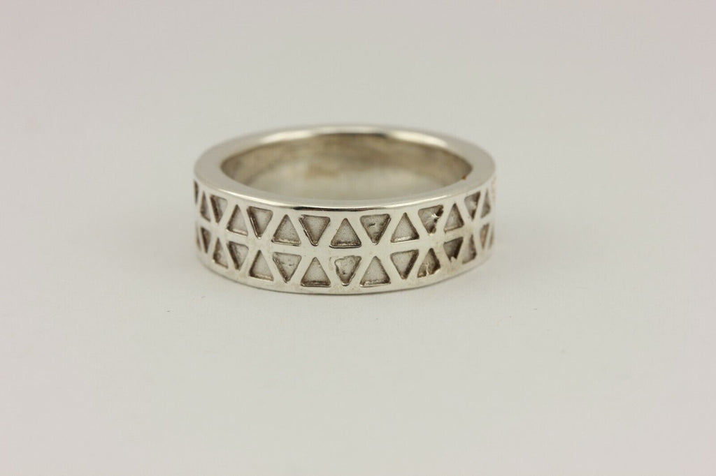 sterling silver women's wedding band alternating triangles 5.8g 6mm size 5.5