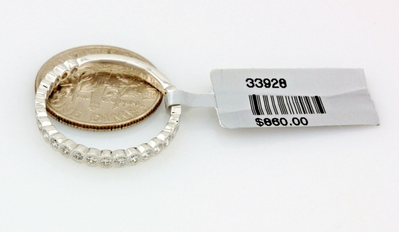 14k white gold 0.34ctw round diamond stackable band MARS 1.7g size 6.5 2.5mm NEW