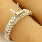 14k white gold 1ct 6.5mm round engagement ring semimount .65ctw diamond band