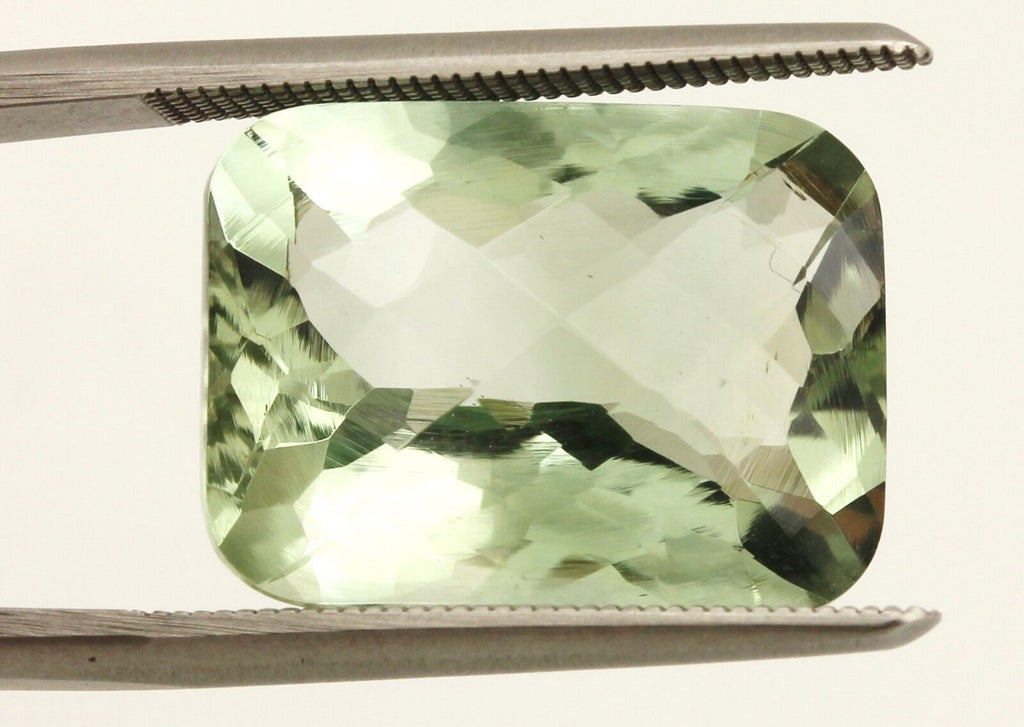 green quartz amethyst 10.69 carat cushion loose gemstone large 16 x 12 mm new
