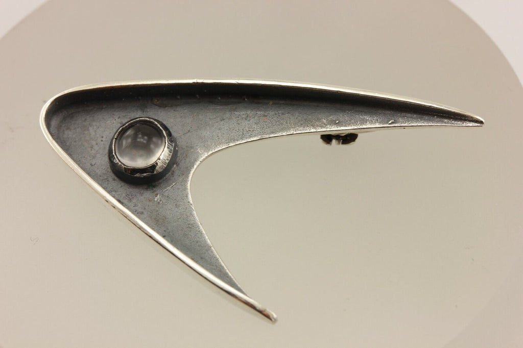 Ed Winer brooch pin sterling silver 5mm round moonstone 5.4g 1950