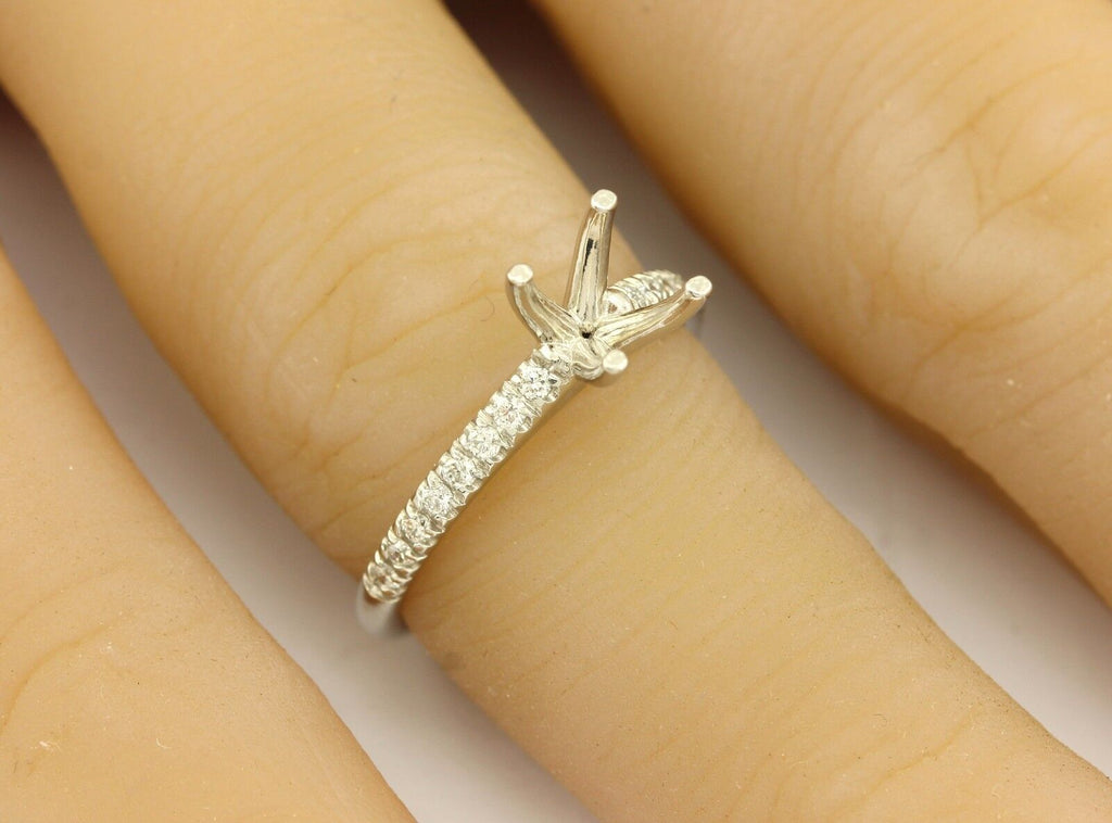 Platinum 1ct round engagement ring semi mount 0.19ctw diamond accents 4.66g NEW