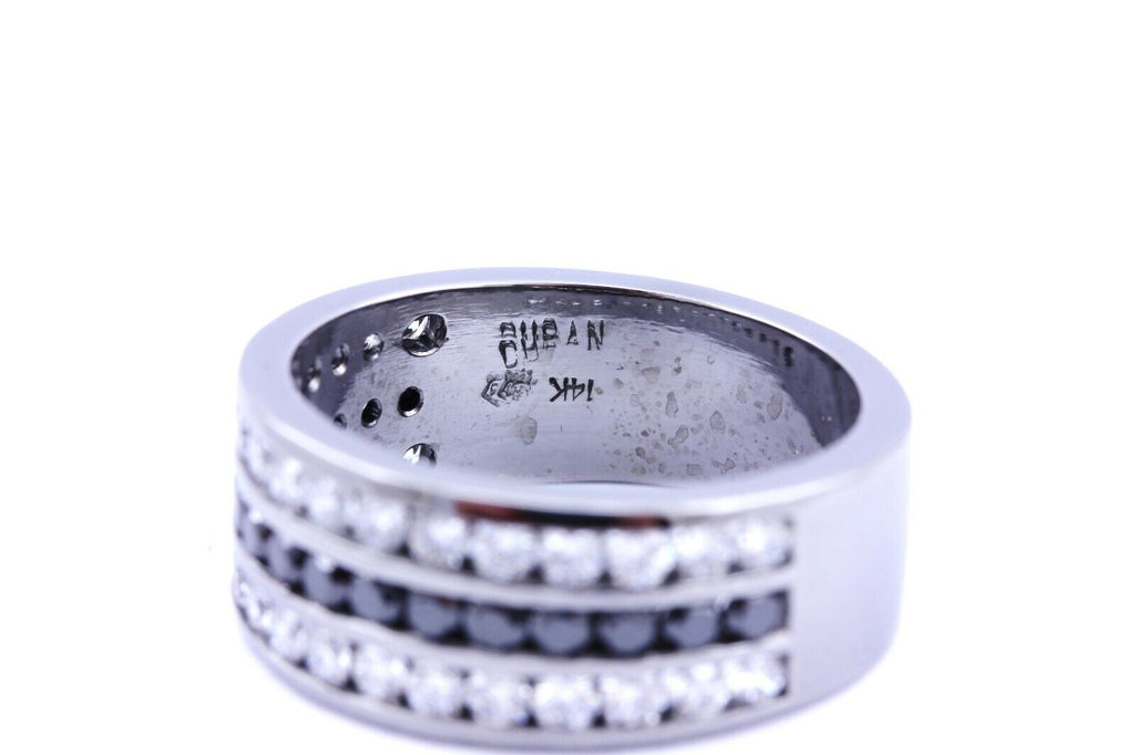 14k white gold black diamond 2.48ctw man's ring size 10.5 band 8.7dwt 9.75mm new