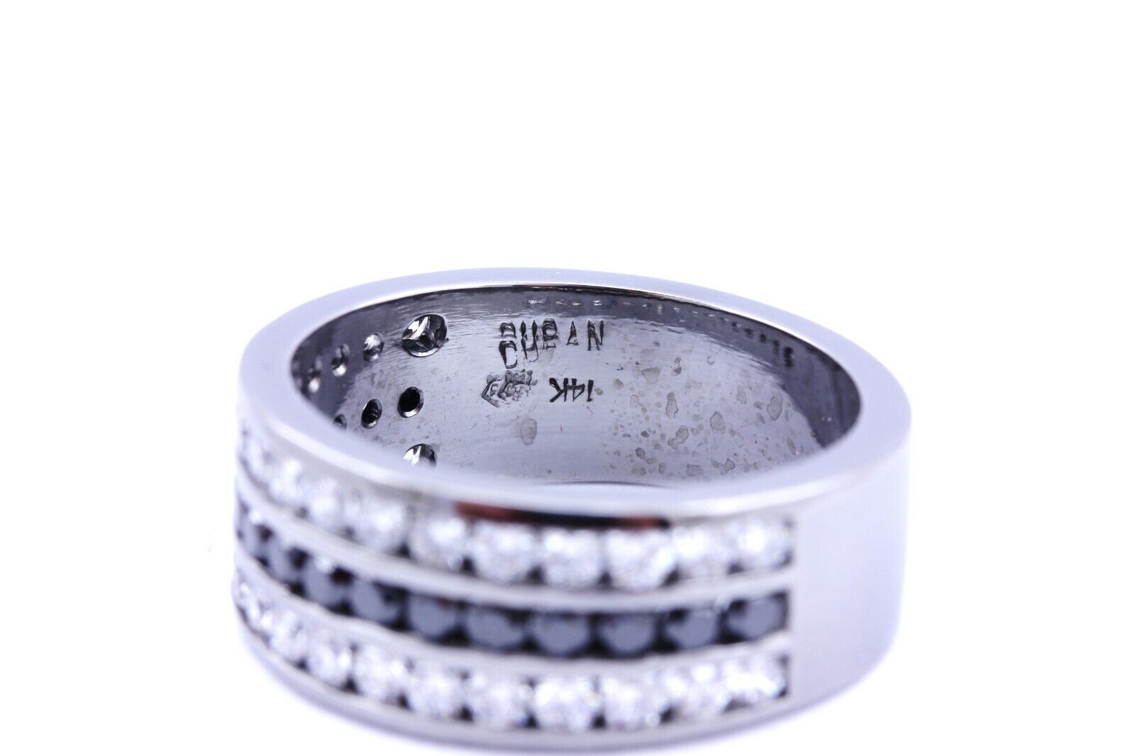 14k white gold black diamond 2.48ctw man's ring size 10.5 band 8.7dwt 9.75mm new