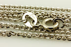 14k white gold oval diamond cut rolo 16" 0.65mm chain spring ring 1.33g Italy
