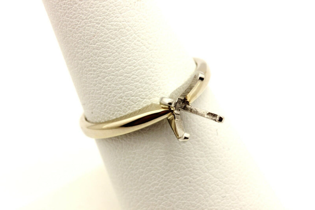 platinum 14k white gold 7.5mm round 4prong engagement ring sz7.5 setting 3.31g