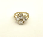 10k yellow gold CZ ring size 7.74 3.9g vintage estate cluster cubic zirconia