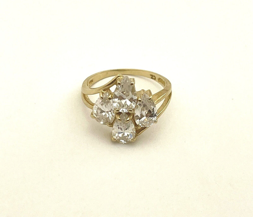 10k yellow gold CZ ring size 7.74 3.9g vintage estate cluster cubic zirconia