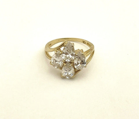 10k yellow gold CZ ring size 7.74 3.9g vintage estate cluster cubic zirconia