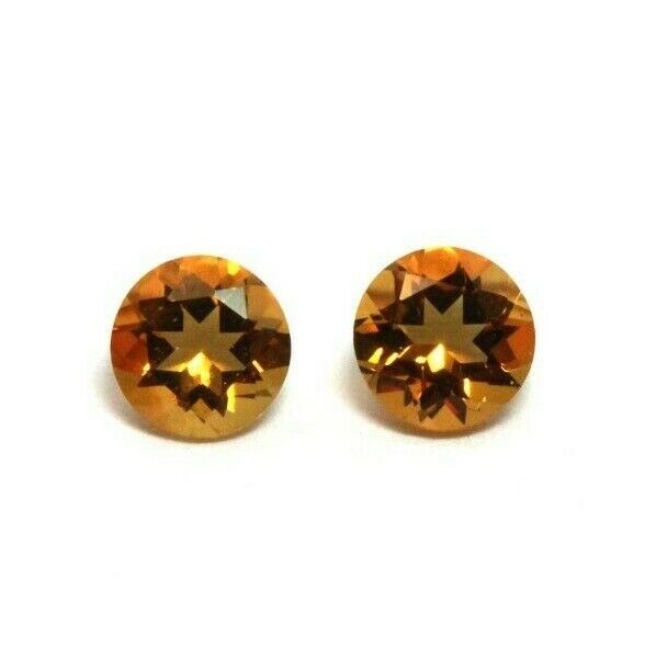 matched pair round citrine 4mm 0.46ctw loose gemstones new