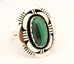 sterling silver 13x7mm oval green malachite ring size 7.5 8.4g vintage estate