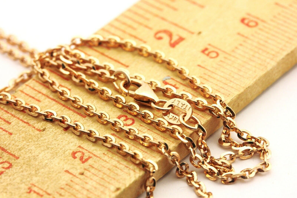 14k rose gold oval d/c rolo cable chain necklace lobster 16 inch 1.5mm 3.50g