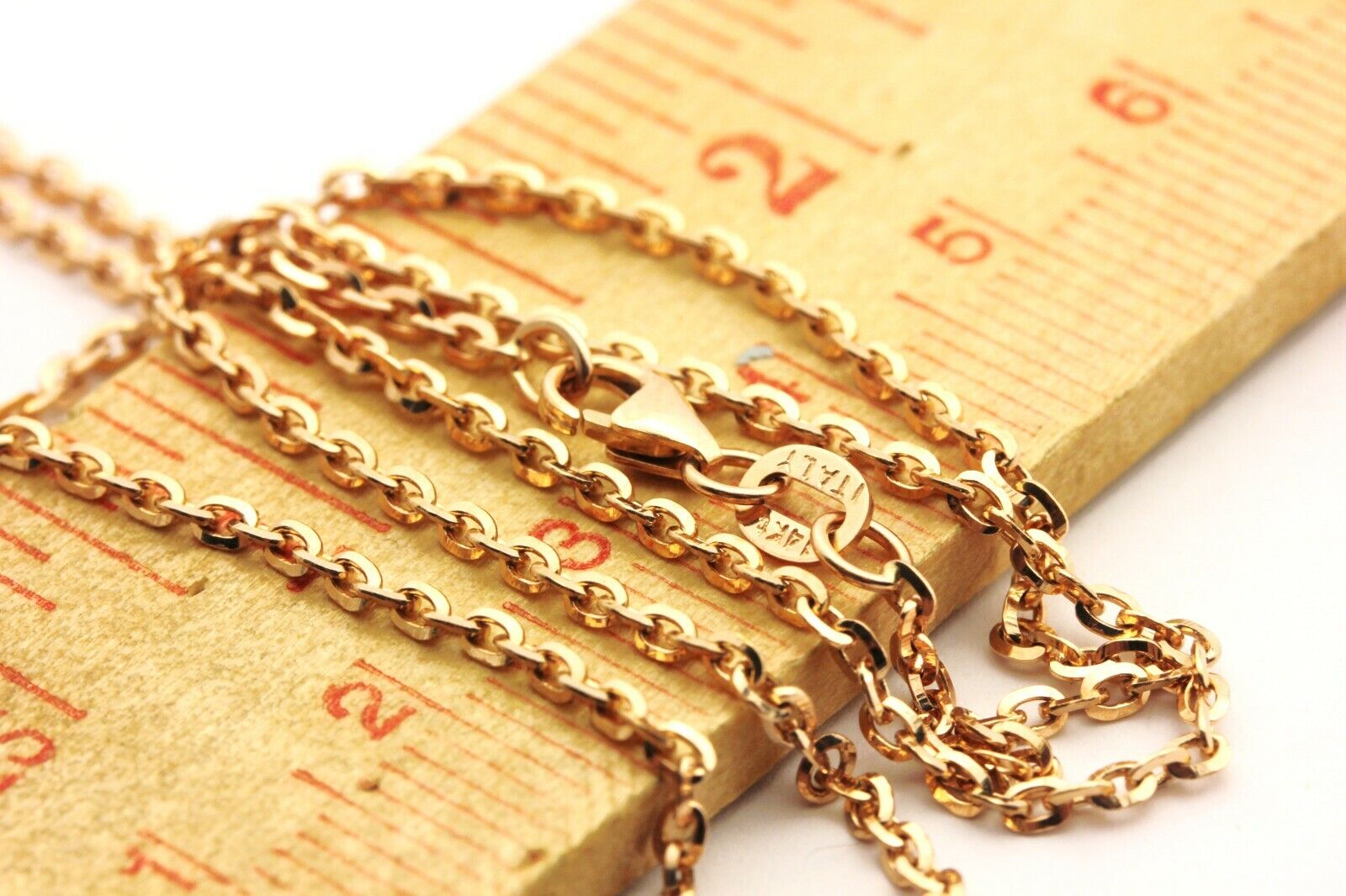 14k rose gold oval d/c rolo cable chain necklace lobster 16 inch 1.5mm 3.50g