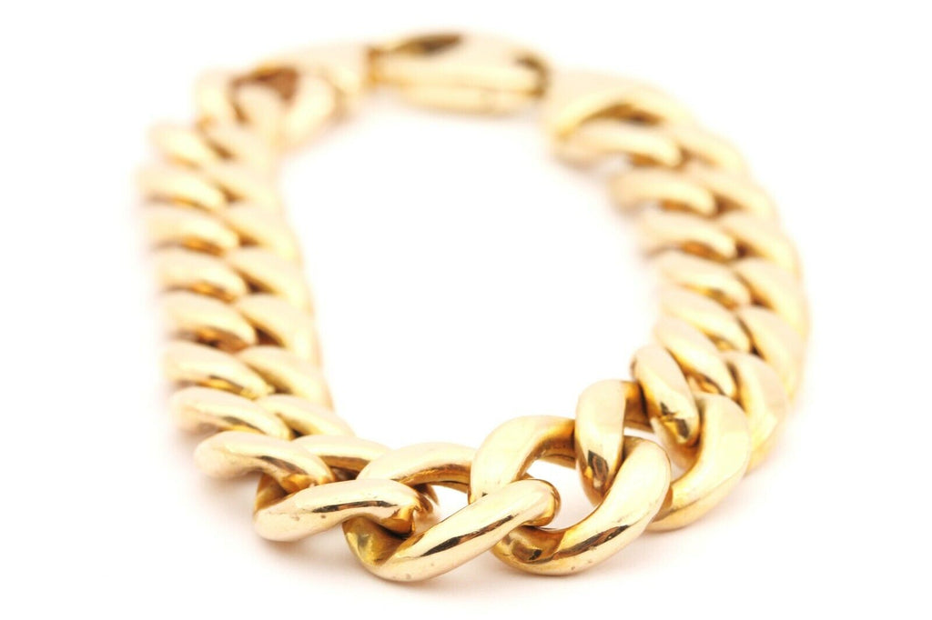 14k yellow gold 7.5 inch 10.8mm hollow curb chain bracelet 24.38g estate vintage