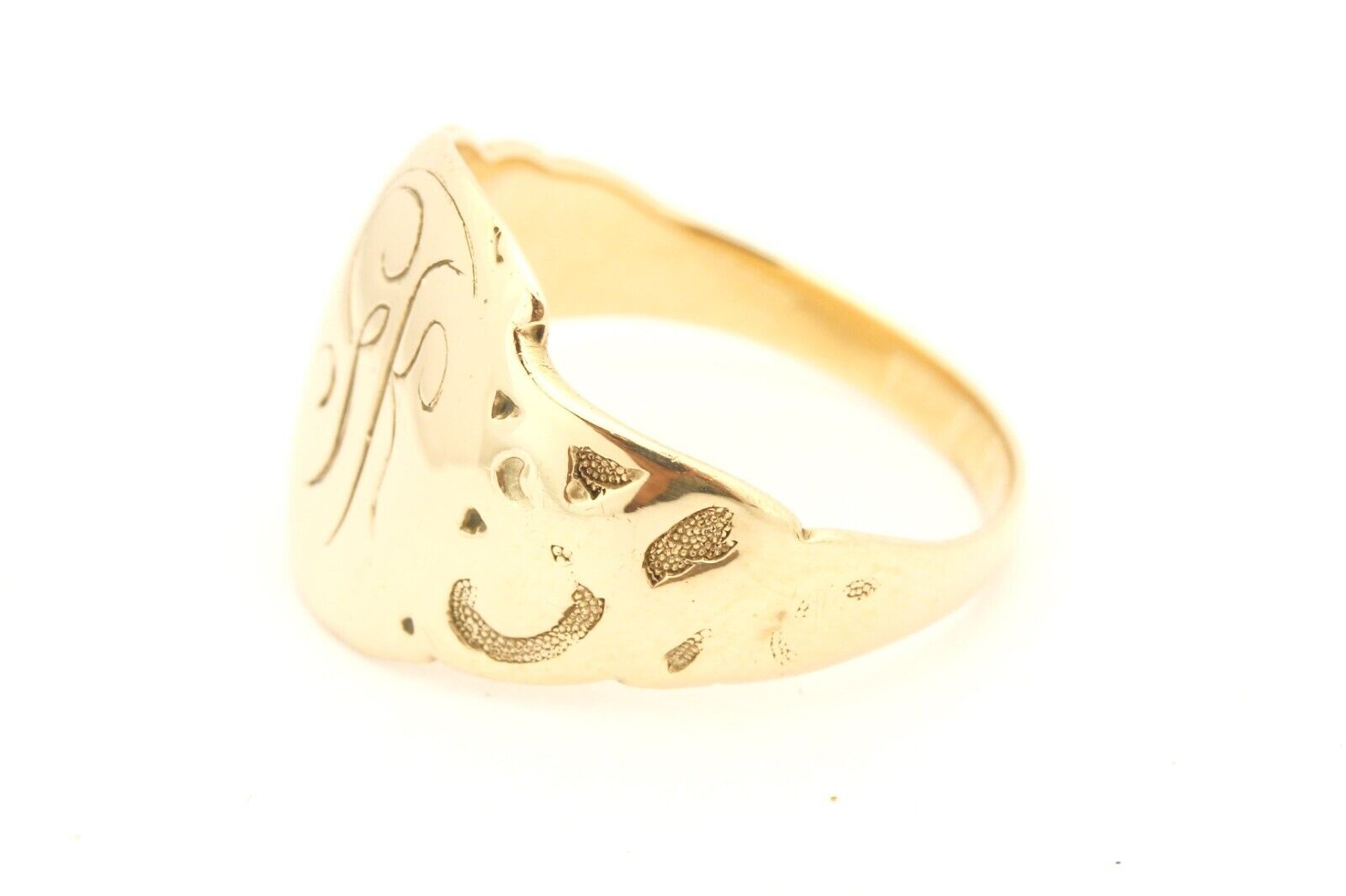 10k yellow gold signet ring band size 8.25 4.90g engraved monogram vintage