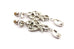 costume fashion white rhinestone drop dangle stud earrings 11g 2.25 inch estate