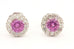 14k white gold 0.77ctw pink sapphire 0.24ctw diamond halo stud earrings 1g new