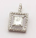 14k white gold GIA 1.01ct princess diamond 0.35ctw square halo box pendant 1.6g