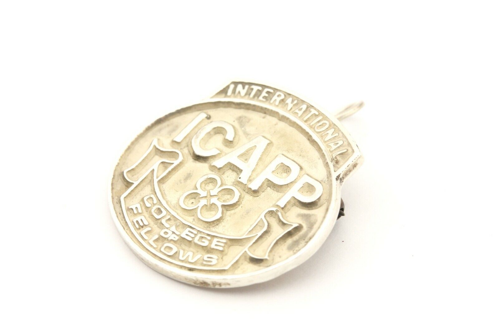 sterling silver ICAPP college pin pendant brooch 1 inch 6.44g estate vintage