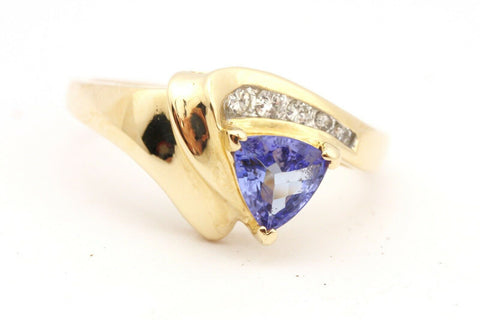 JBR 14k yellow gold tanzanite diamond ring band size 8.75 3.56g vintage estate