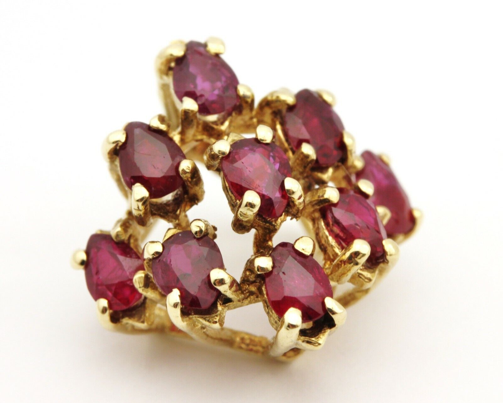 14k yellow gold 2.25ctw pear shape red ruby slide pendant 0.75 inch 3.90g estate