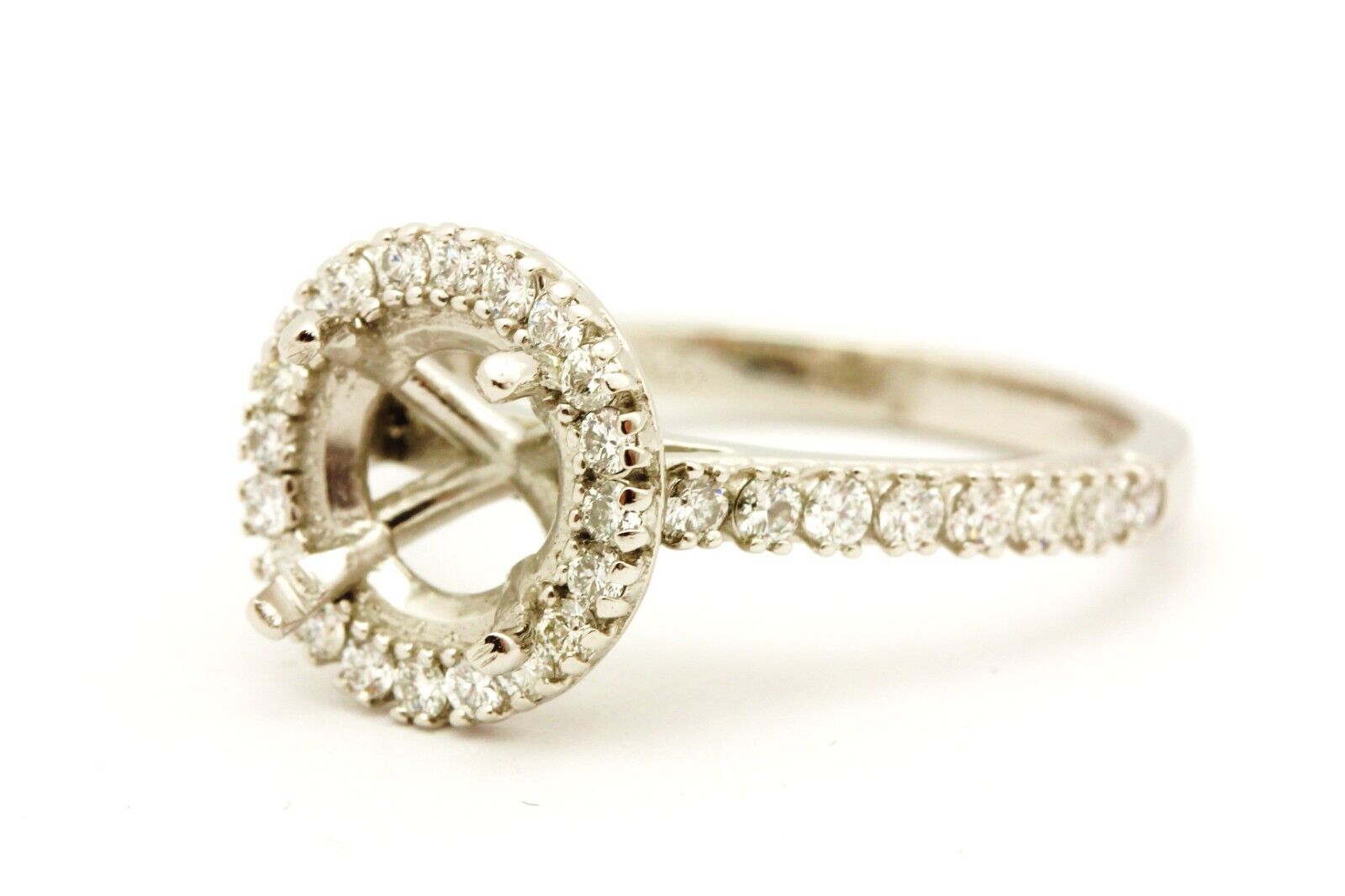 platinum 0.61ctw natural diamond halo engagement ring semimount size 7.25 6.02g