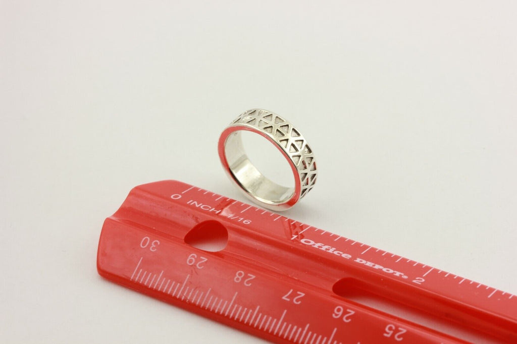 sterling silver women's wedding band alternating triangles 5.8g 6mm size 5.5