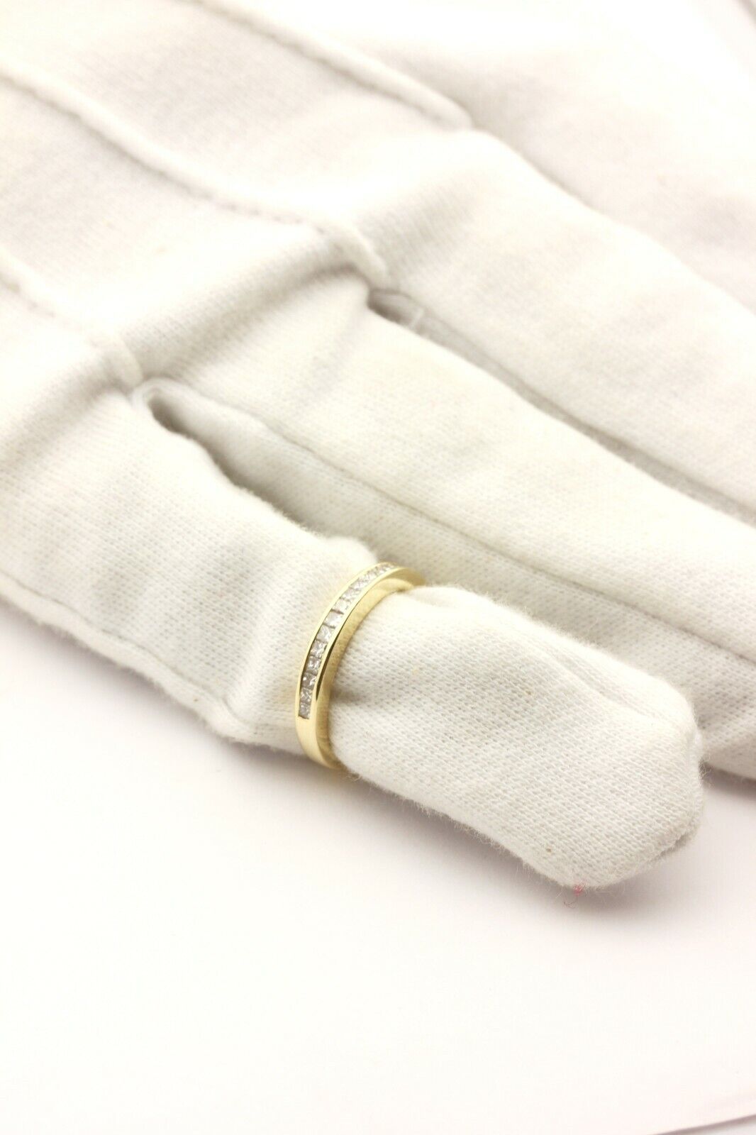 14k yellow gold 0.60ctw princess diamond band size 4.5 ring 2.37g estate