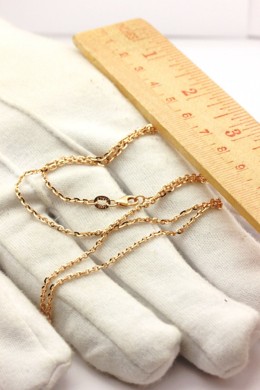 14k rose gold oval d/c rolo cable chain necklace lobster 16 inch 1.5mm 3.50g