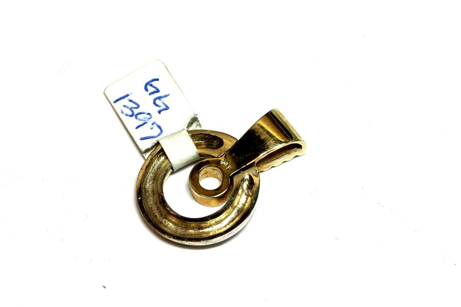 14k two tone gold yellow white round circle slide enhancer pendant 4mm new 10.4g