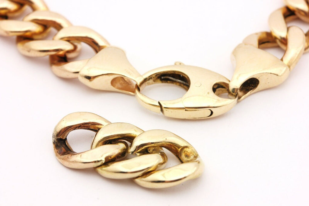 14k yellow gold 7.5 inch 10.8mm hollow curb chain bracelet 24.38g estate vintage