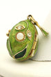costume fashion green eneamel egg locket pendant charm 1 inch 6.25g vintage