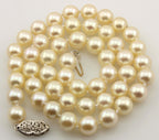 16 inch round cultured pearl strand necklace cream 7-7.5mm 14k white gold clasp