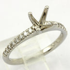 Platinum 1ct round engagement ring semi mount 0.19ctw diamond accents 4.66g NEW