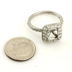 Platinum diamond halo engagement ring 7.4mm semi mount 1.11ctw accents NEW 6.04g