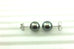 14k white gold 11-11.5mm Genuine Tahitian black cultured pearl stud earrings NEW