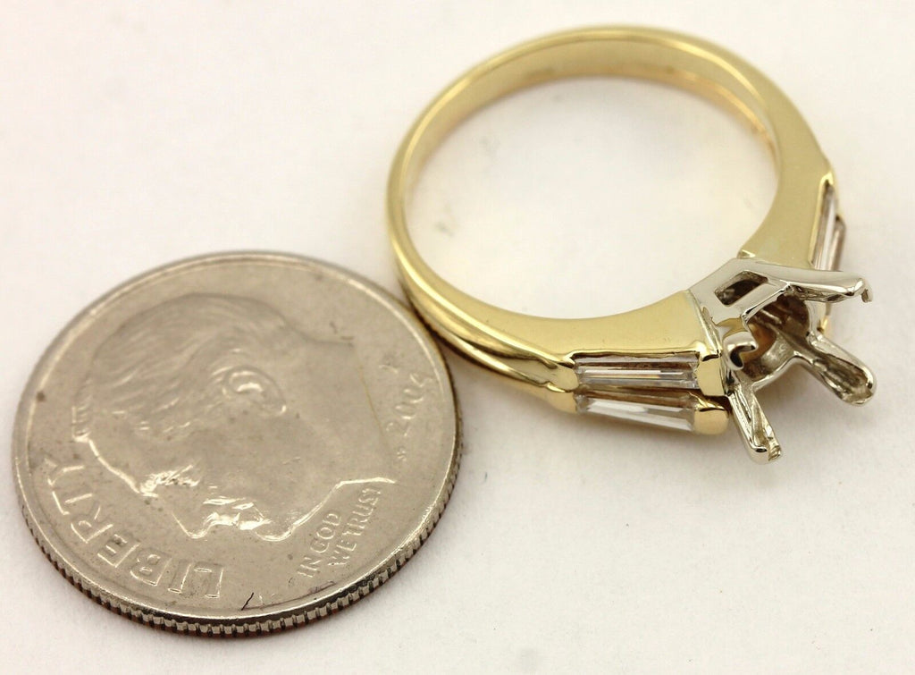 18k yellow gold wedding ring set 1ct square center diamond tapered baguettes set