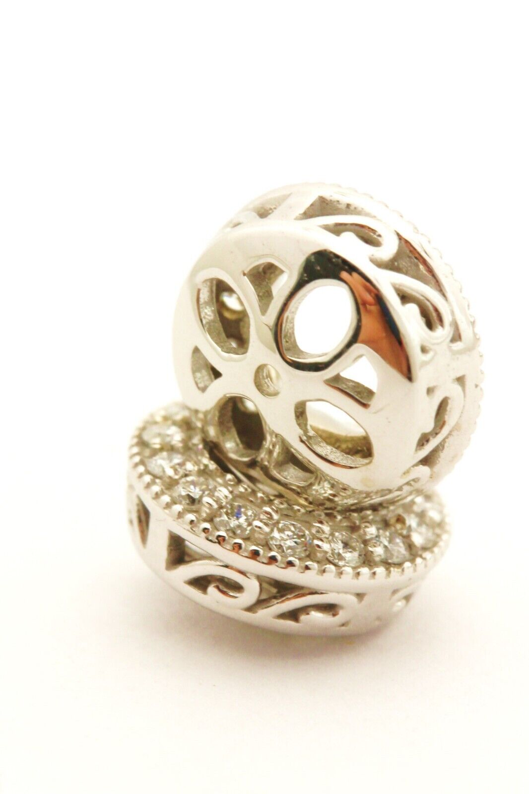 14k white gold 4.3mm round stud 0.27ctw diamond accent earring jackets 1.84g new